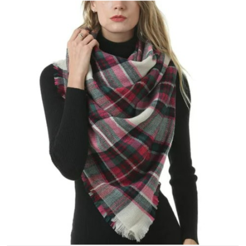 VIVIAN & VINCENT Soft Classic Luxurious Blanket Tartan Square Scarf Wrap Hijab