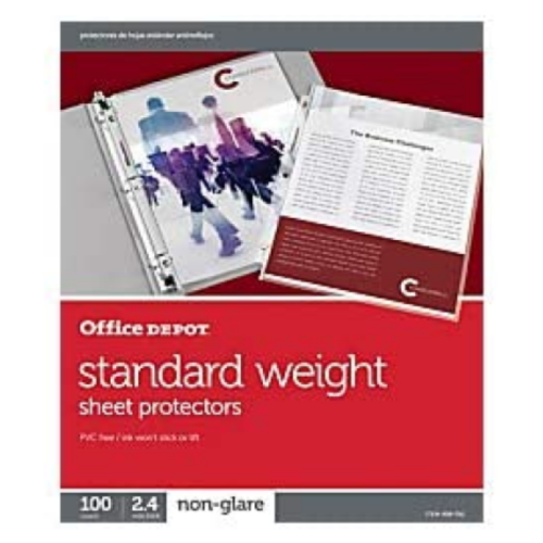 Office Depot Top-Loading Sheet Protectors, Standard Weight, Non-Glare, Box Of 100