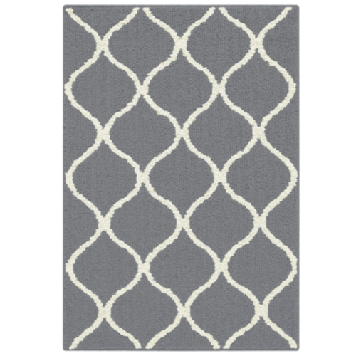 Maples Rugs Rebecca Contemporary Kitchen Rugs Non Skid Accent Area Carpet [Made in USA], 20''x 34'' Grey/White