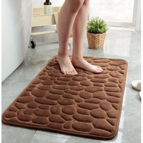 Memory Foam Bath Rug Cobblestone Embossed Bathroom Mat Rapid Water Absorbent And Washable Bath Rugs