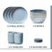 Corelle Stoneware 12-pc Dinnerware Set, Nordic Blue, Solid and Reactive Glazes, Service for 4