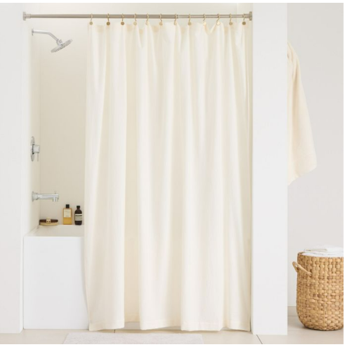 THREADERY Crinkle Linen Cotton Shower Curtain 72in x 72in