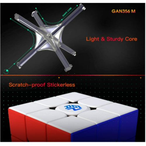 GAN 356 M, 3x3 Magnetic Speed Cube Stickerless Gans 356M Magic Cube (Lite ver. 2020, no Extra GES)