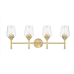 Sunset Lighting Four Light Stella Vanity - Clear Glass - With Champagne Gold Finish