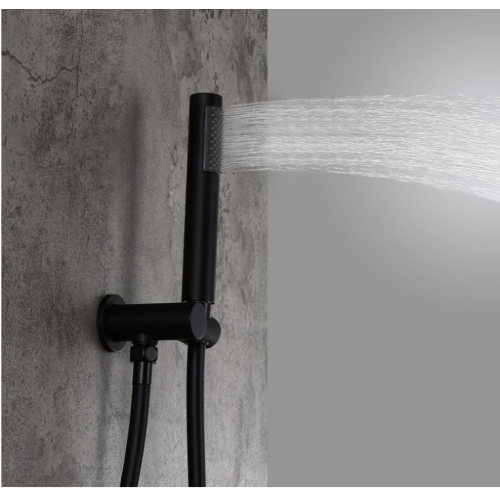 Homary Luxury 2-Function 12" Rain Shower System Wall Mounted Shower Combo Set High-Pressure Round Shower Head Hand Shower Set Solid Brass, Matte Black with Rough-in Valve and Trim