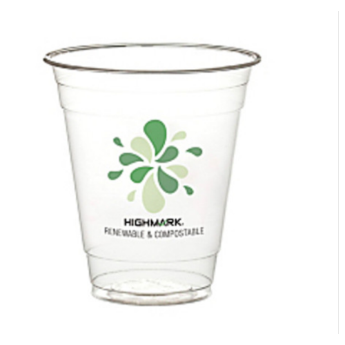 Highmark - Cups - Renewable Cold Drink Cups Compostable - 19.5in. X 8.2in. X 17.5in. - Size 12 Oz - Clear - count of 50