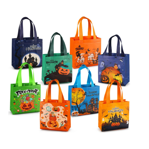 8PCS Halloween Trick or Treat Bags, Small Halloween Tote Bags with Handles