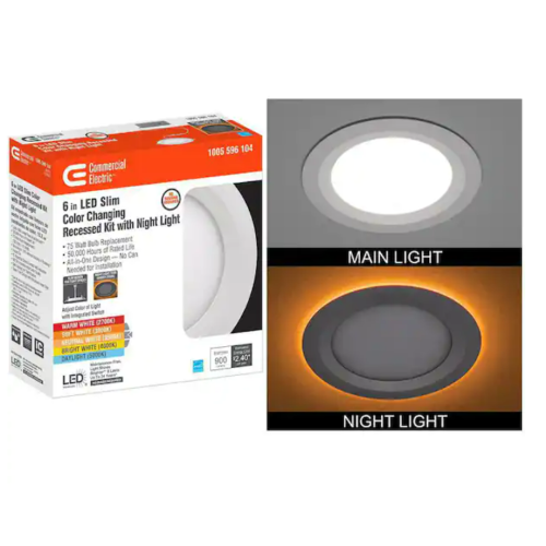 Commercial Electric 6 in LED Color Changing Recessed Trim w/Night Light