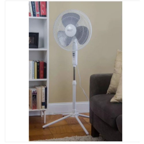 Comfort Zone 16" Oscillating Stand Fan White