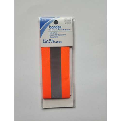 Bondex Iron On Reflective Orange Safety Tape 2" x 32" Outdoor Mend Repair Safety