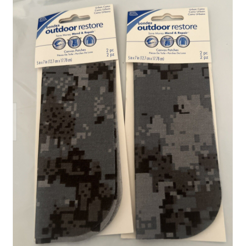 2 Pks Bondex Iron-On Outdoor Urban Camo Restore Canvas Patches 2 Pcs 5x7" - NEW