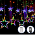 Blingstar Star Curtain Lights 138 LED 12 Star Multicolor Christmas Lights 8.2ft Connectable Window Lights with Remote Plug In Curtain String Lights for Indoor Outdoor Room Birthday Wedding Party Decor