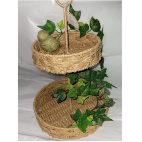 2 Tiered Wicker Tray | Natural Hand Woven