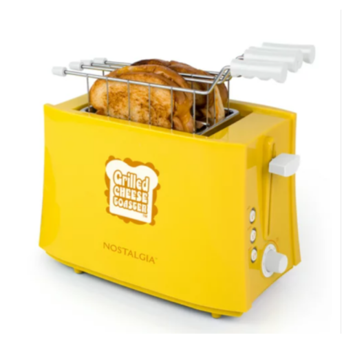 Nostalgia NTCS2YW Grilled Cheese Toaster with Easy-Clean Toaster Baskets and Adjustable Toasting Dial