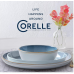 Corelle Stoneware 12-pc Dinnerware Set, Nordic Blue, Solid and Reactive Glazes, Service for 4