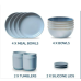 Corelle Stoneware 12-pc Dinnerware Set, Nordic Blue, Solid and Reactive Glazes, Service for 4