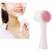 Brife Double Sided Facial Brush Manual Face Cleansing Brush Superfine Synthetic Hair Brush Handheld Silicon Brush (Pink)