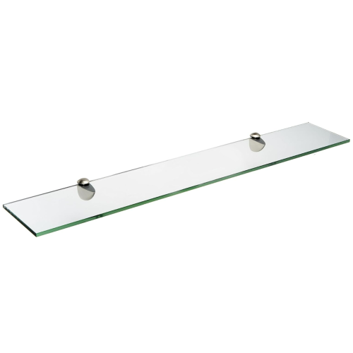 pancraft Glass Peacock Glass Shelf, Brushed Steel, 8'' x 21''