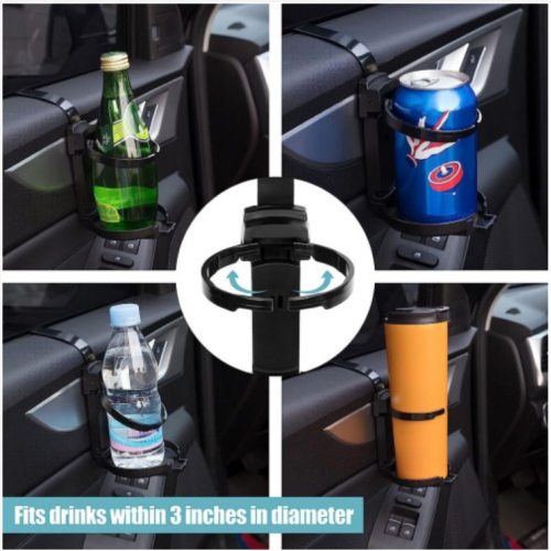 LITTLEMOLE Car Cup Holder, Vehicle Door Cup Holder, Adjustable Folding Drink Holder for Truck Interior, Soda Cans, Water Bottles, Coffee