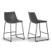 Set of 2 Adan Iron Frame Vintage Grey Faux Leather Counter Stool