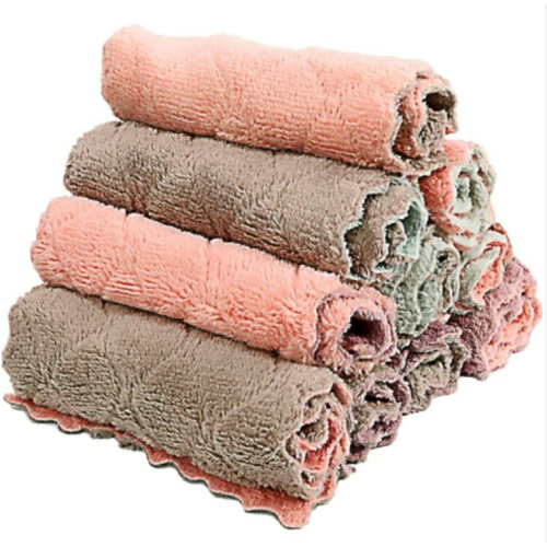 10Pack Kitchen Cloth Dish Towels,Super Absorbent Coral Velvet Dishtowels,Nonstick Oil Washable Fast Drying,Double-Sided