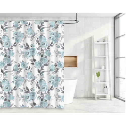 Floral Shower Curtain with Hooks Included