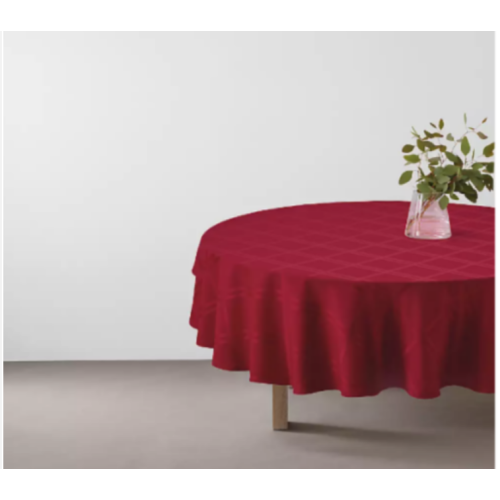 Red Simply Essential™ Solid Windowpane 90 in Round Polyester Tablecloth