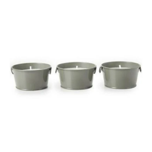 Citronella Metal Bucket Candles, 3-Pack