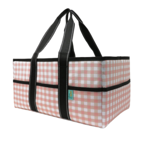 Early Hugs Diaper Caddy, Nursery Storage Organizer, Baby Gift Bag, Black & White Plaid