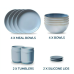 Corelle Stoneware 12-pc Dinnerware Set, Nordic Blue, Solid and Reactive Glazes, Service for 4