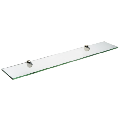 pancraft Glass Peacock Glass Shelf, Brushed Steel, 8'' x 21''