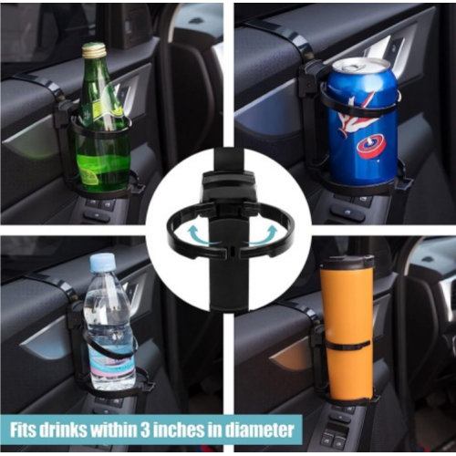 LITTLEMOLE Car Cup Holder, Vehicle Door Cup Holder, Adjustable Folding Drink Holder for Truck Interior, Soda Cans, Water Bottles, Coffee