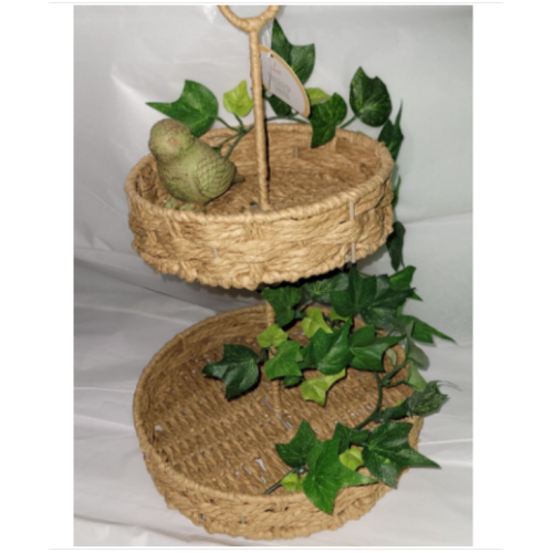 2 Tiered Wicker Tray | Natural Hand Woven