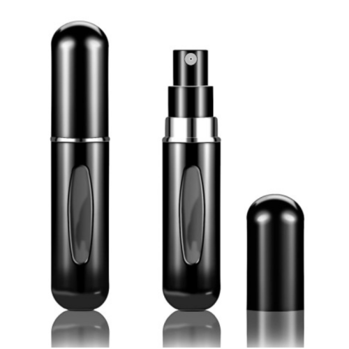 Fivexing 2Pcs Refillable Perfume Atomizer Bottles，Portable Mini Separate Perfume Bottle，Travel and Outings Spray Boxes Dispensers 5ml/0.2oz (Black)