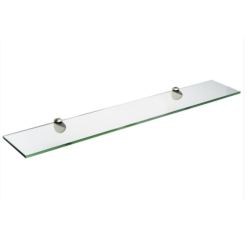 pancraft Glass Peacock Glass Shelf, Brushed Steel, 8'' x 21''