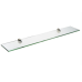 pancraft Glass Peacock Glass Shelf, Brushed Steel, 8'' x 21''