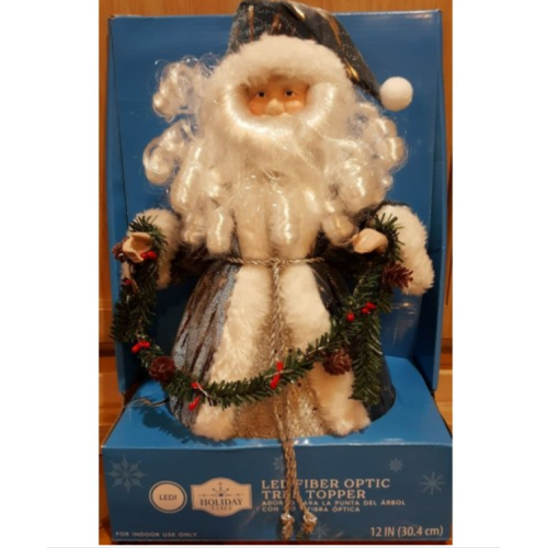 12in L.E.D Fiber Optic Tree Topper Santa by Holiday Time and Mini Cristmas Tree