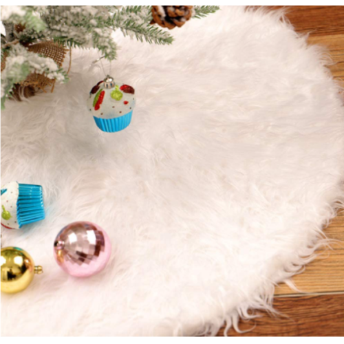 Christmas Tree Skirt, Snow White Faux Fur Luxury Tree Skirts for Xmas Holiday Party Decorations18 in