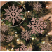 30 pcs Christmas Rose Gold Snowflake Ornaments Plastic Glitter Snow Flakes Ornaments for Winter Christmas Tree 