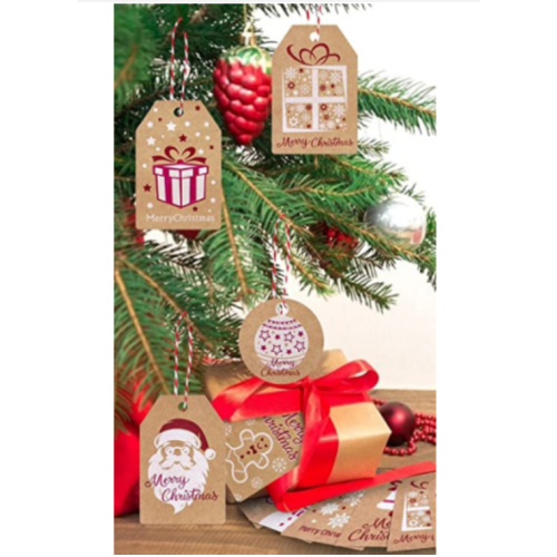 200 Pack Christmas Gift Tags, Brown Kraft Paper Christmas Tags with String