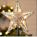 Christmas Star Tree Topper, Plug in Sliver Glittered 3D Star Tree Topper, Metal Hollow Designed Built in 10 Bulbs String Lights for Christmas Tree Decoration