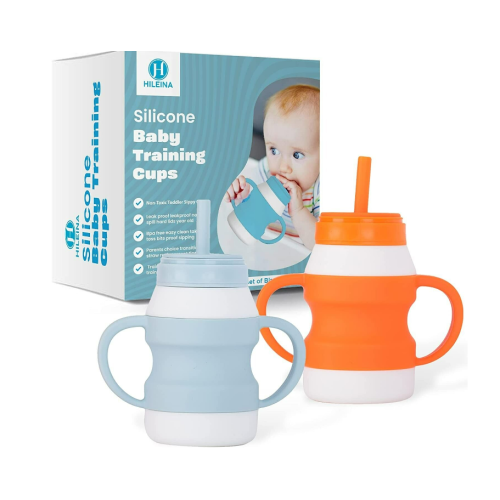 Set of Two 2 Silicone Baby Training Cups by Hileina