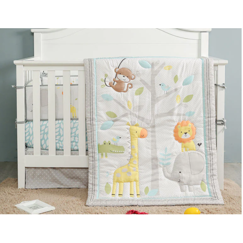 Born Loved Zoo Animals 2-piece Crib Bedding Set