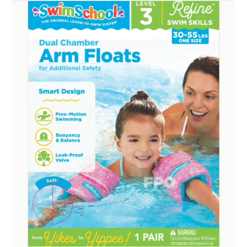 Aqua-Leisure SwimSchool Dual-Chamber Arm Floats for Kids