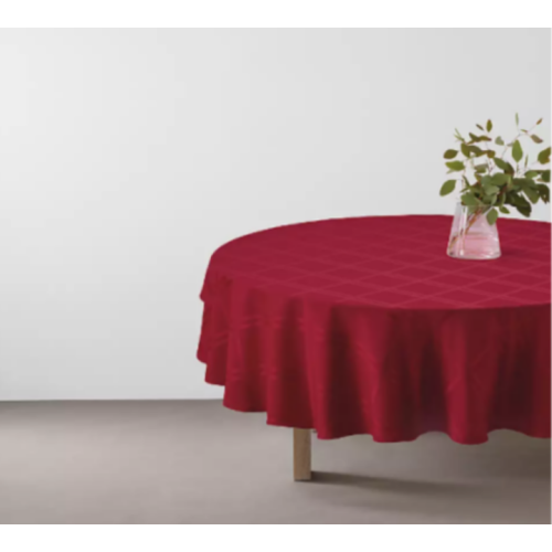 Red Simply Essential™ Solid Windowpane 90 in Round Polyester Tablecloth