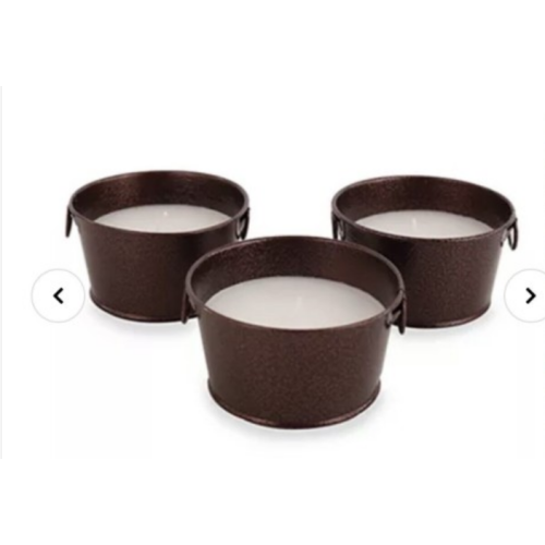 3 Pack Citronella Candles Brown 3.5 Oz Decorative Buckets