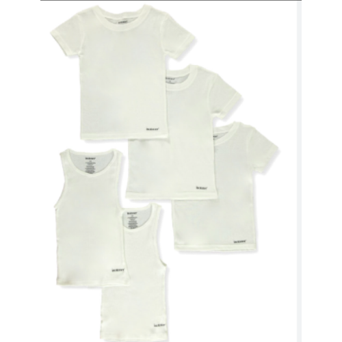 Isotoner Boys' 5-Piece Crew Neck T-Shirts And Tank Tops Set - white, 6/8