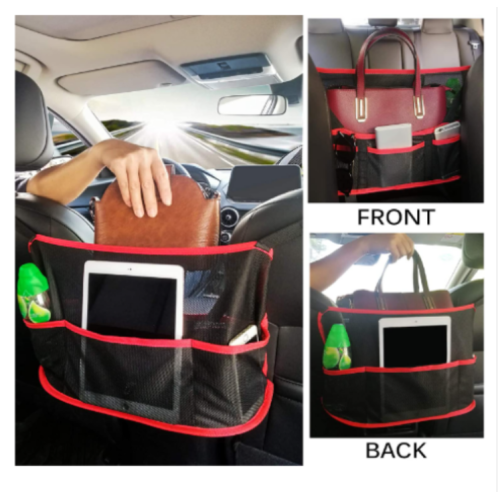 Damocles Car Net Pocket Large Adjustable Buckle Strap Car Seat Bag Holder Car Mesh Purse Holder Between Seats