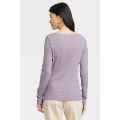 A New Day Women's Long Sleeve Ribbed T-Shirt (Size: Medium)