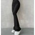 madden girl  Solid Rib Knit Flare Leg Pants black size L